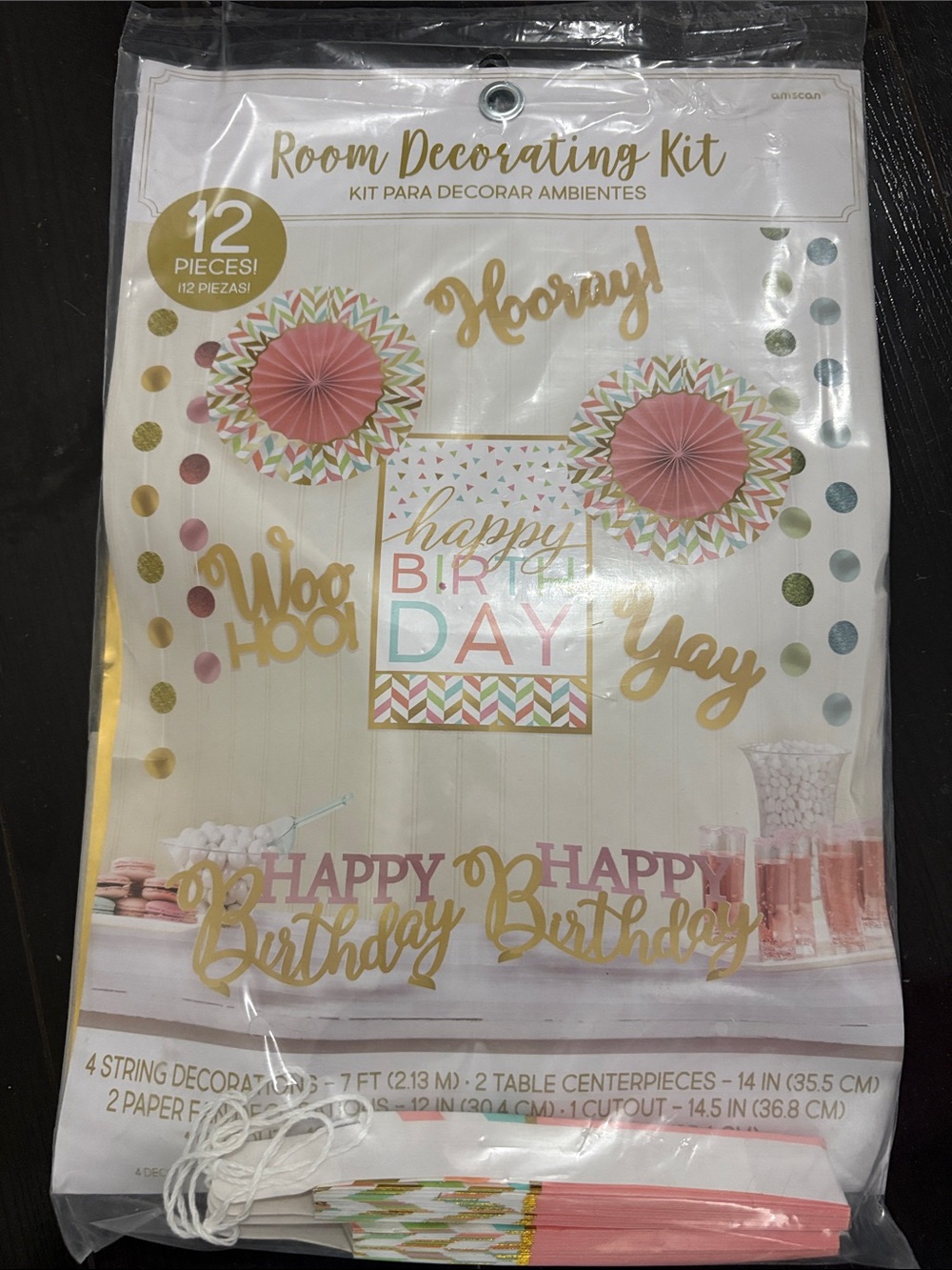 Pink and Gold 'Happy Birthday' Room Decorating Kit
